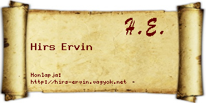 Hirs Ervin névjegykártya