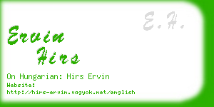 ervin hirs business card